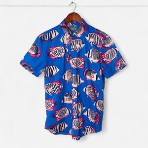 Bonobos Men's Short Sleeve Button-Down Shirt with Fish Print